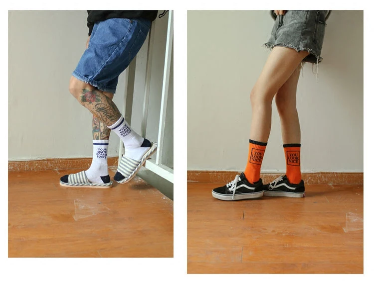 IMINCN 1Pair Hiphop INS Maple Leaf Cotton Dance Street High Fashion Skateboard Style yellow WHITE Sock | Мужская одежда