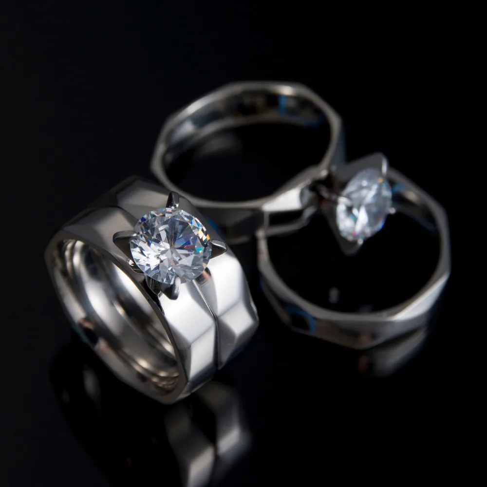 Trendy Couple Ring Midi Crystal Stone Stainless Steel Two For Women Proposal Gift Party Drop Ship | Украшения и аксессуары