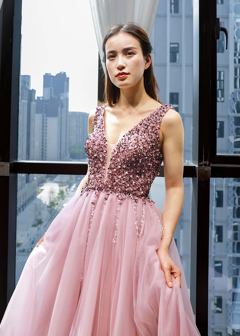 J66713 jancember elegant long party dress A-line sleeveless v-neck lace up formal dresses evening gown платье женское вечернее