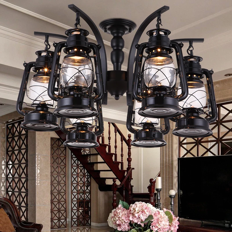Несколько люстра фонарь американская сельская пасторальная роскошная атмосфера