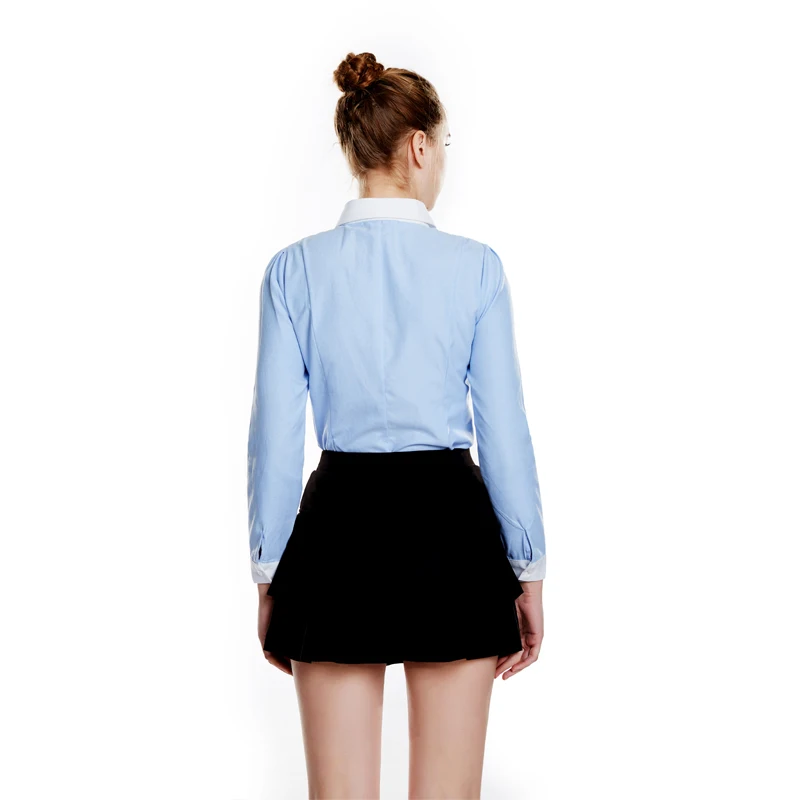 

ePacket shipping Women Cotton Formal Shirts Lady Solid Color Tops Spring Summer Long Sleeve Clothing Size S-3XL