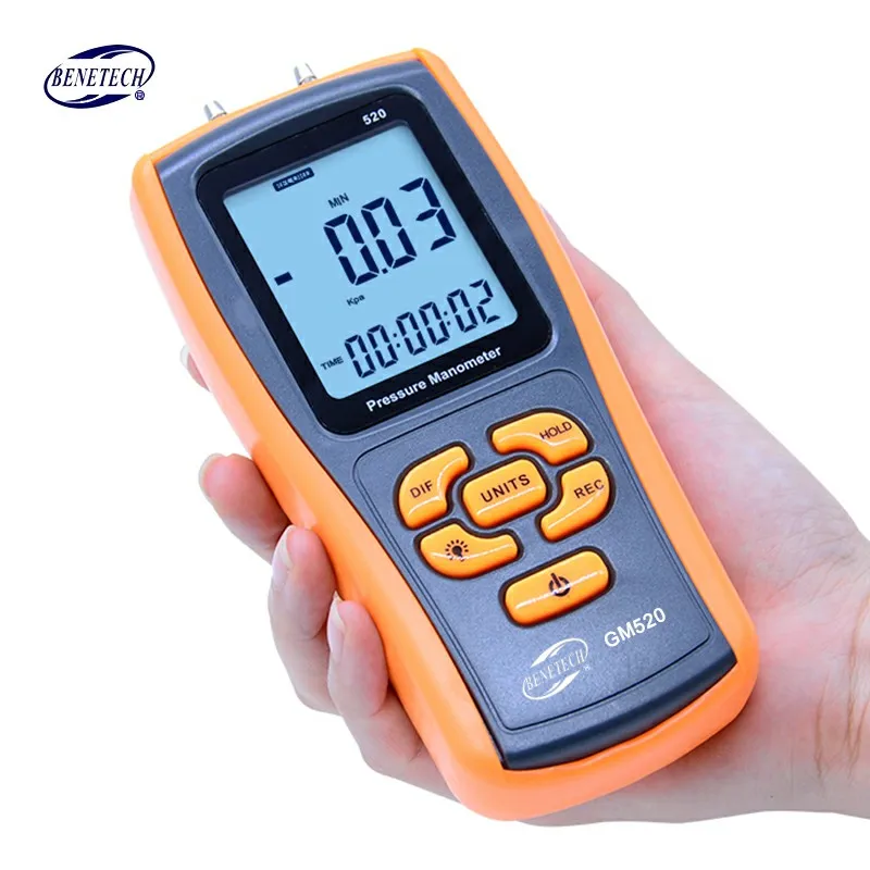 150 кПа цифровой ЖК-дисплей GM520 манометр желтый дифференциальный манометр