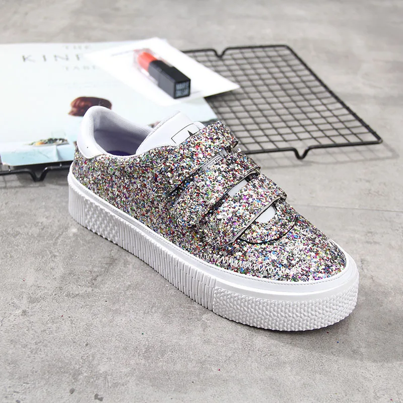 Обувь женские кроссовки на платформе с блестками zapatos de mujer B Новинка сезон весна