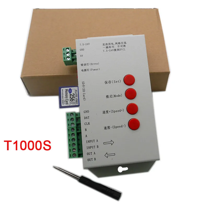 Контроллер T1000S 2048 пиксели DMX 512 SD карта WS2801 WS2811 WS2812B LPD6803 Светодиодная лента DC5V 12V 24V