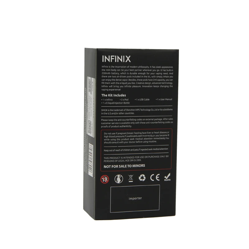 2 шт. вейп набор Smok Infinix батарея 250 мА/ч мл форсунка картриджа электронная сигарета