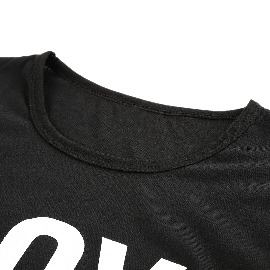 Женская свободная одежда летняя черная с буквенным принтом |