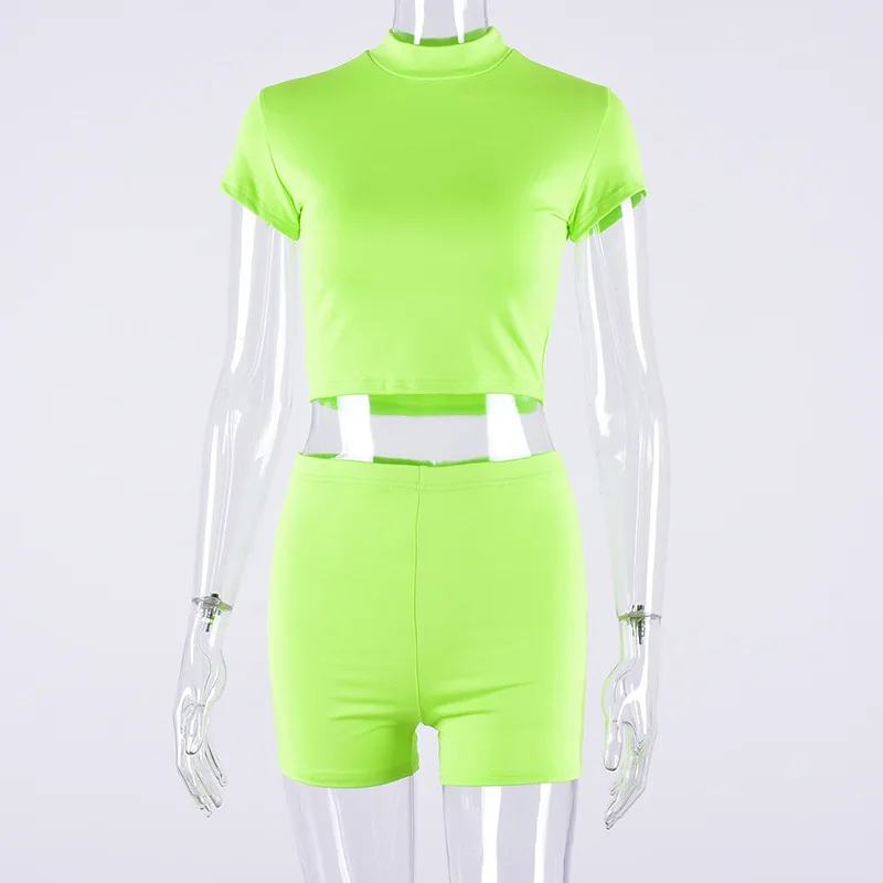 Женский неоновый костюм ZADORIN комплект из двух предметов: топ с коротким рукавом и