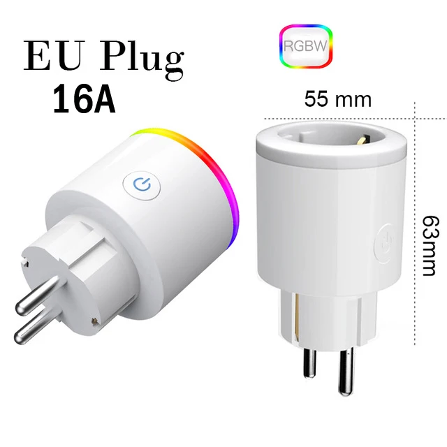 ASEER Tuya умная розетка, ЕС Wi-Fi розетка, RGB светодиодный режим сцены US mini wifi розетка, таймер разъем Alexa Google IFTTT