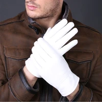 2020 fashion special offer genuine leather white gloves for women man solid wrist buttons female lambskin driving glove