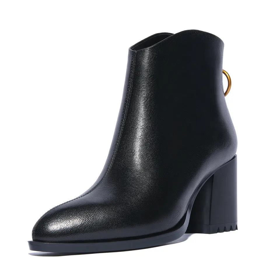 VINLLE/Женская обувь ботильоны на высоком квадратном каблуке из натуральной кожи и