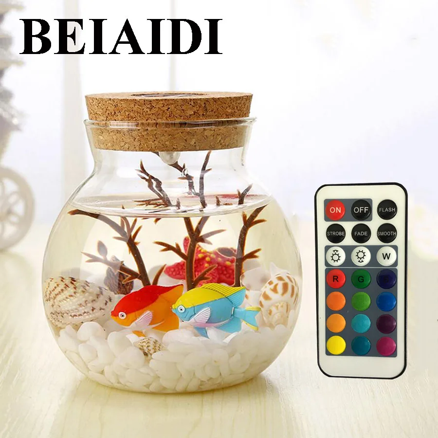 Светодиодная RGB лампа BEIAIDI в виде бутылки желаний ночная с удаленным изображением