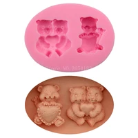 animal teddy bear valentine silicone fondant soap 3d cake mold cupcake jelly candy sugar decoration baking tool moulds fq2204
