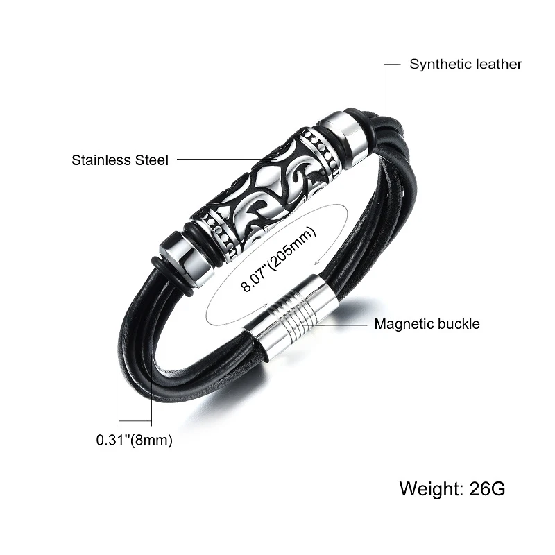 Модный мужской браслет MOZO из нержавеющей стали с магнитной застежкой скрученный