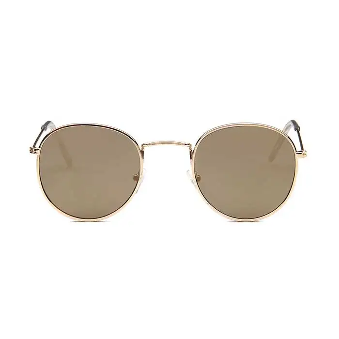 Gold F Gold Lens Круглые Солнцезащитные очки женские брендовые дизайнерские винтажные металлические недорогие солнцезащитные очки для женщин высококачественные очки ретро маленькие круглые очки - Цвет линз: Gold F Gold Lens