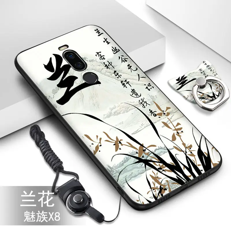 color as photo Чехол для Meizu X8, 22 цвета, популярный HD узор, ТПУ, мягкий силиконовый чехол, чехол для Meizu X8, чехол с кольцом brack# VA Funds - Цвет: color as photo