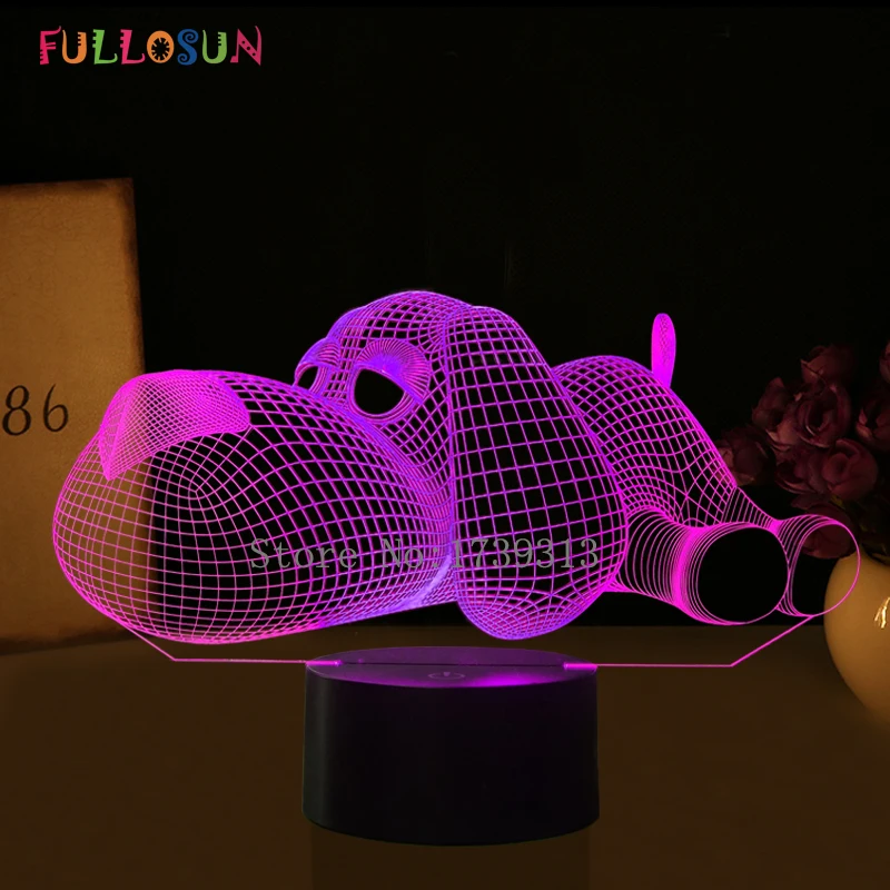 Лампа для собаки, 3D ночник, детская игрушка, светодиодный 3D сенсорный Настольный светильник, 7 цветов, мигающий светодиодный светильник, рождественские украшения для дома