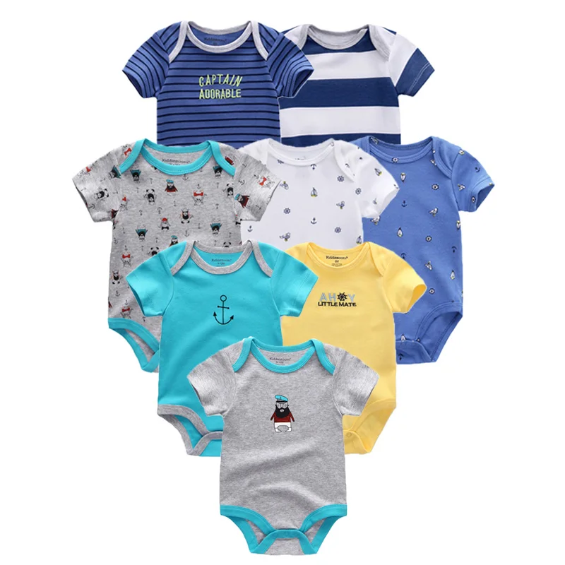 2020 8 шт./лот Одежда для новорожденных 100% хлопок круглый вырез 0 12 месяцев