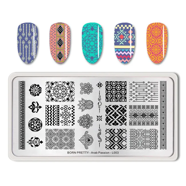 Pattern 3 BORN PRETTY прямоугольник шаблон для штамповки ногтей Мандала Арабская страсть пластины для штамповки ногтей маникюр изображение пластины инструмент для дизайна ногтей - Цвет: Pattern 3