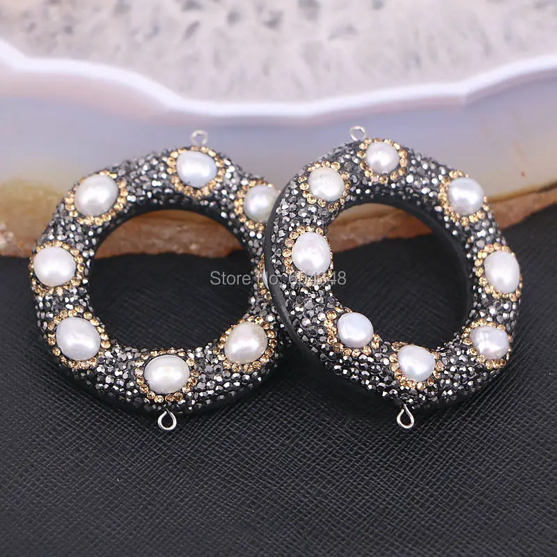 5 шт. ручная работа кожа основа проложить натуральный пресноводный белый жемчуг