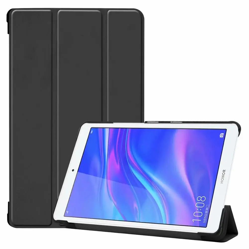 Тонкий мультяшный чехол для huawei Mediapad T5 8,0 дюймов JDN2-W09/AL00 чехол смарт-подставка PU для huawei почтовый ящик 5 8," откидная крышка - Цвет: Black