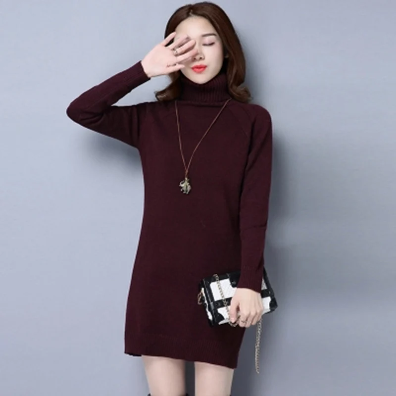 2018 Autumn Winter Plus Size 3XL Warm Knitted Sweater Female Long Sleeve Turtleneck Loose Thicken Pullover F352 | Женская одежда