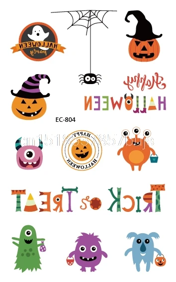 12x7,5 см, Мультяшные татуировки на Хэллоуин для детей, поддельные татуировки для детей на Хэллоуин, боди-арт, водостойкие Временные татуировки, наклейка на День святого Валентина - Цвет: EC-804