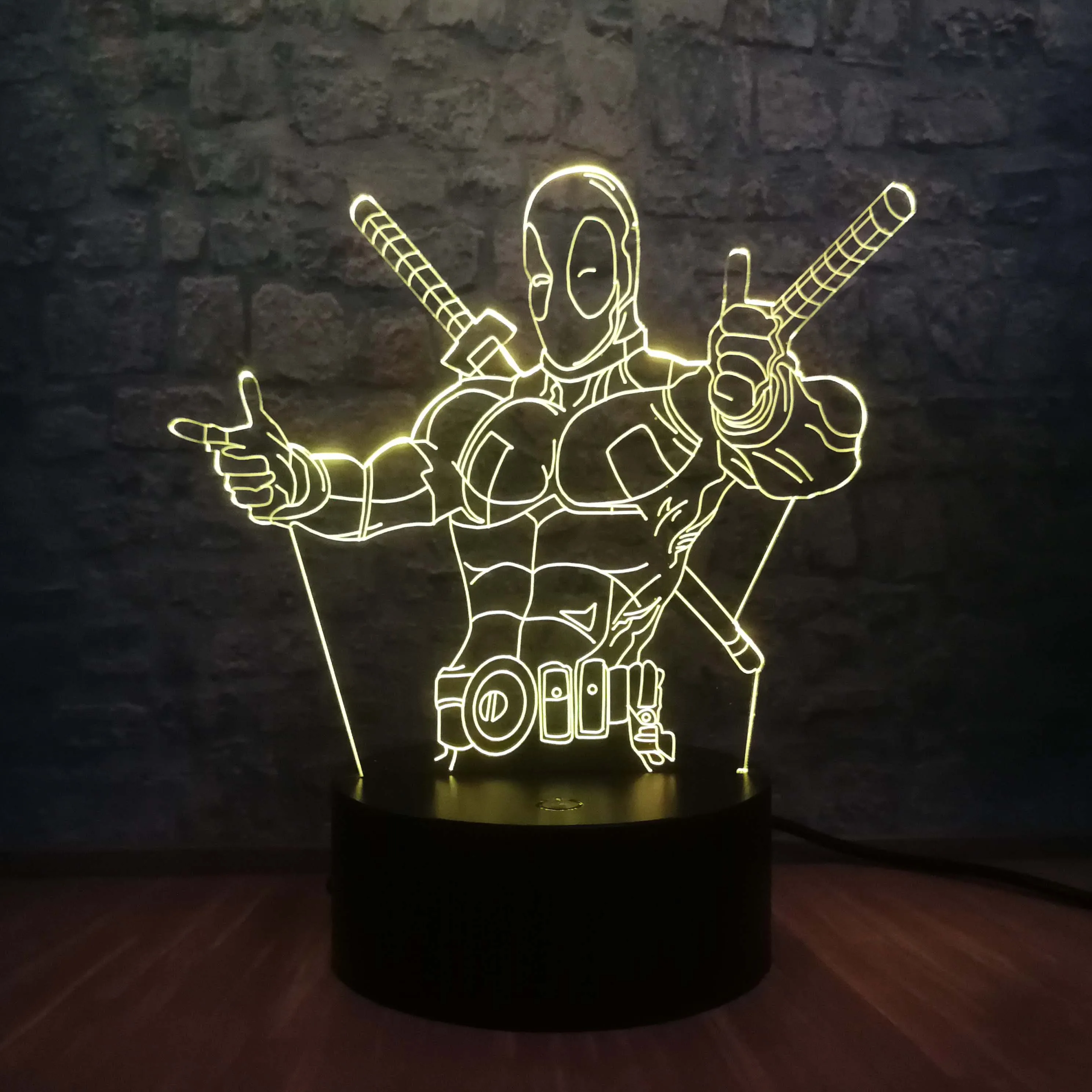 Marvel Deadpool Cool Hero 3D светодиодный ночной Светильник RGB Blub многоцветный 7 цветов