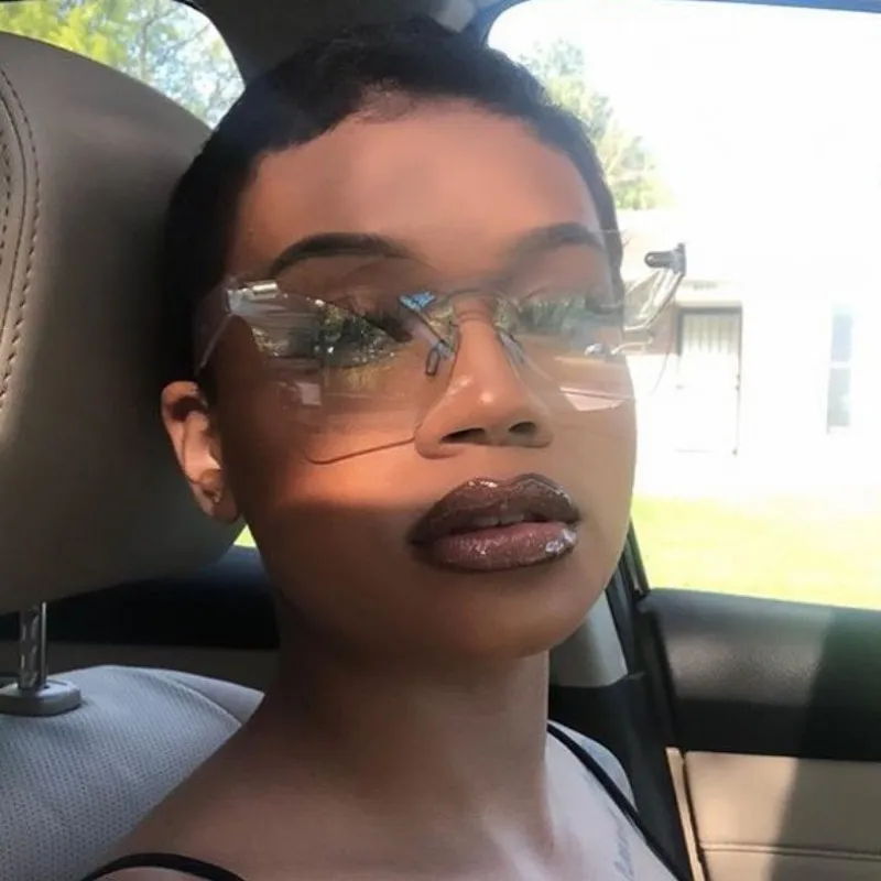 Brand Oversized Square Rimless Sunglasses Women UV400 Flat Sun Glasses Female Vintage gafas de sol mujer 2019 New oculos | Аксессуары