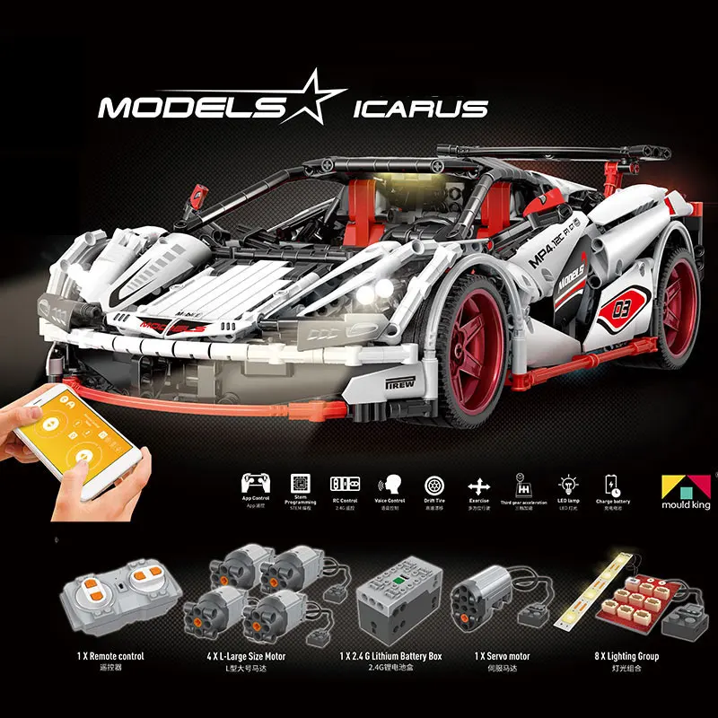 20087 DHL Yeshin Technic серия совместима с Legoing MOC 16915 белый P1 Комплект гоночных автомобилей