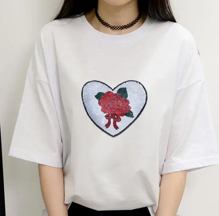 2017 Rose change letters Reversible Sequins Sew On Patches for clothes DIY Love Patch Applique Bag Clothing Coat Sweater Crafts | Дом и сад