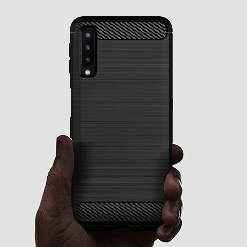 Carbon Fiber Case For Samsung Galaxy A7 2018 A750 Silicone Rugged Armor Soft TPU Cover Coque Cases |