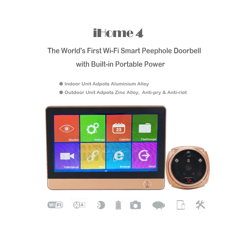 Wi-Fi " TFT 1024*600 2 м монитор двери видеодомофон домашний дверной телефон рекордер система Поддержка TF карты