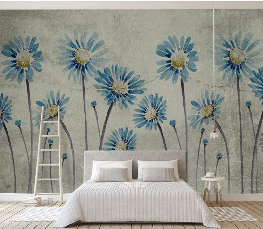 

3D Photo Hand painted garden flower Wallpaper Wall Murals Simple flowers grass Living Room TV Sofa Backdrop Paper Home 8d Decor
