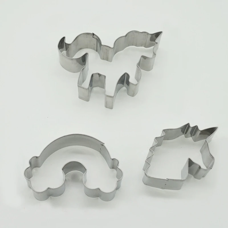 New 3 pcs/set stainless steel cookie mold unicorn and auspicious clouds cookie cake mold baking tool DIY cookie mold