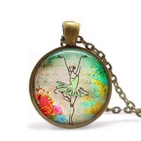 ballet collage colares ballerina pendant necklace vintage steampunk geometric floral jewelry necklace gift women men girl chain