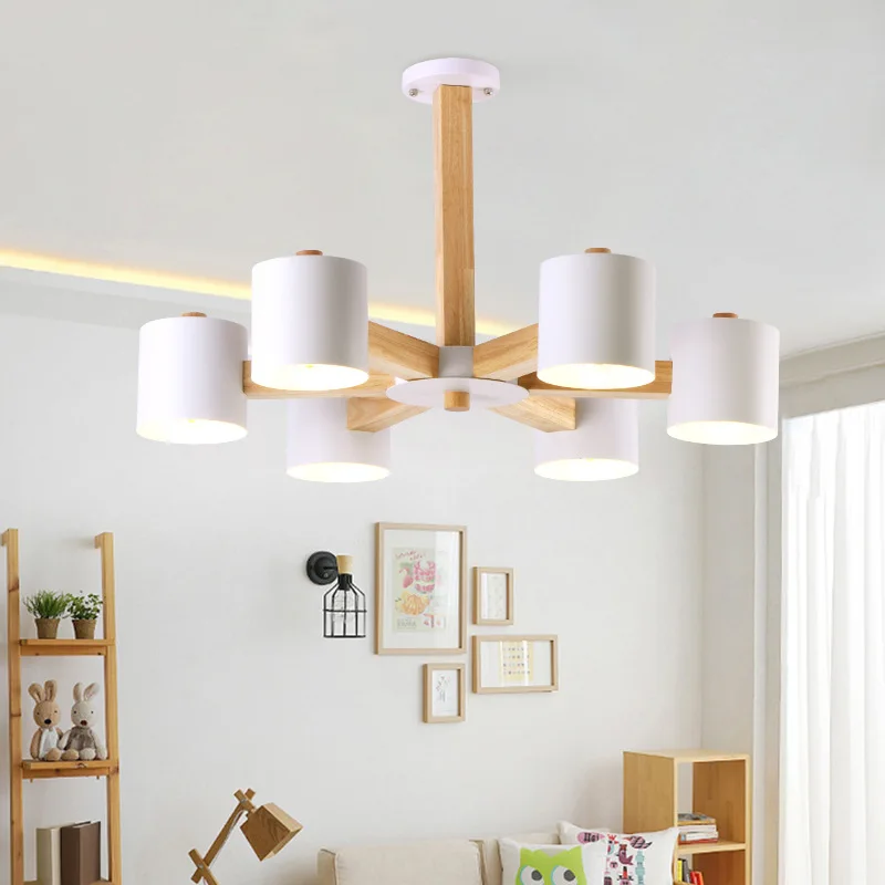 

Nordic Wooden Pendant Lamps Modern Light Lamp Wood Metal Dining Room Spider Light Loft Iron Cafe Bar Hanglamp Spider Lights