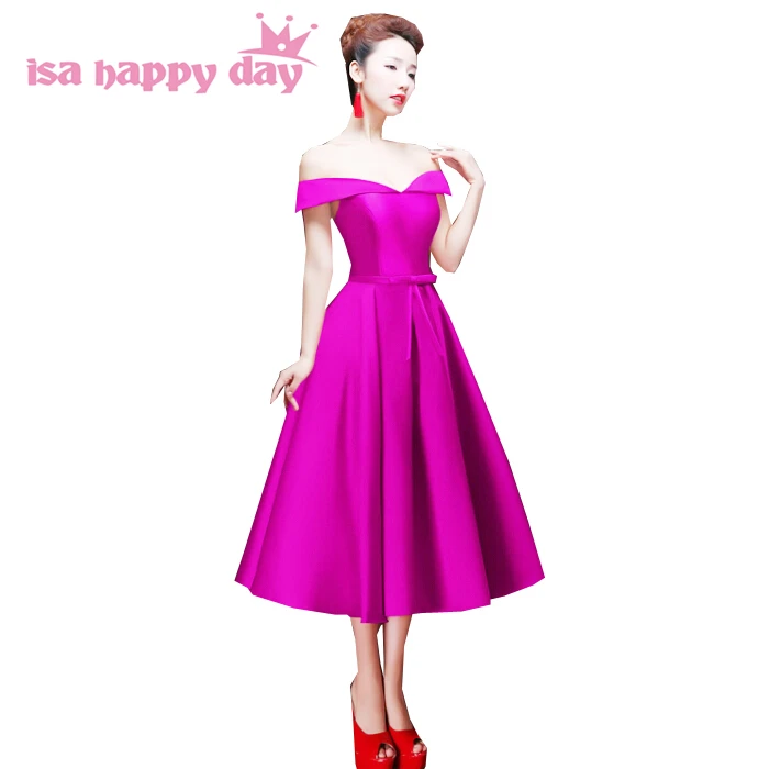 Фиолетовое винтажное платье подружки невесты с вырезом лодочкой для девочек 16