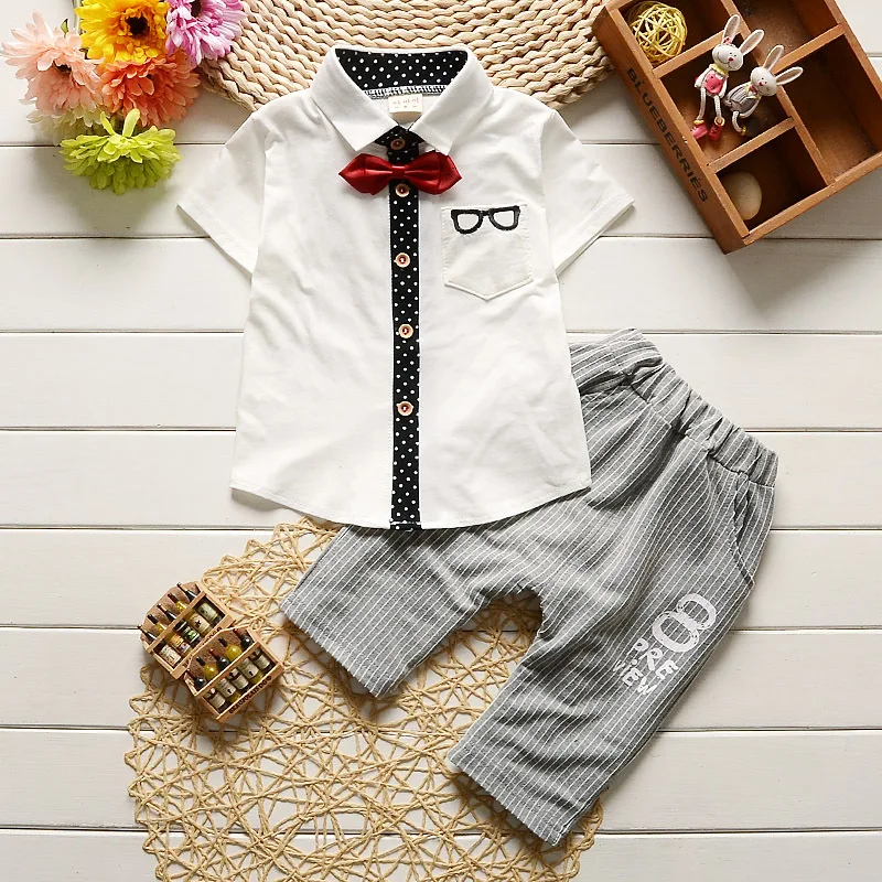 JIOROMY Toddler Children Clothes Summer Baby Boys Clothing Sets Gentleman Suits Kids Sweatshirt Child Formal Shirt+short | Детская