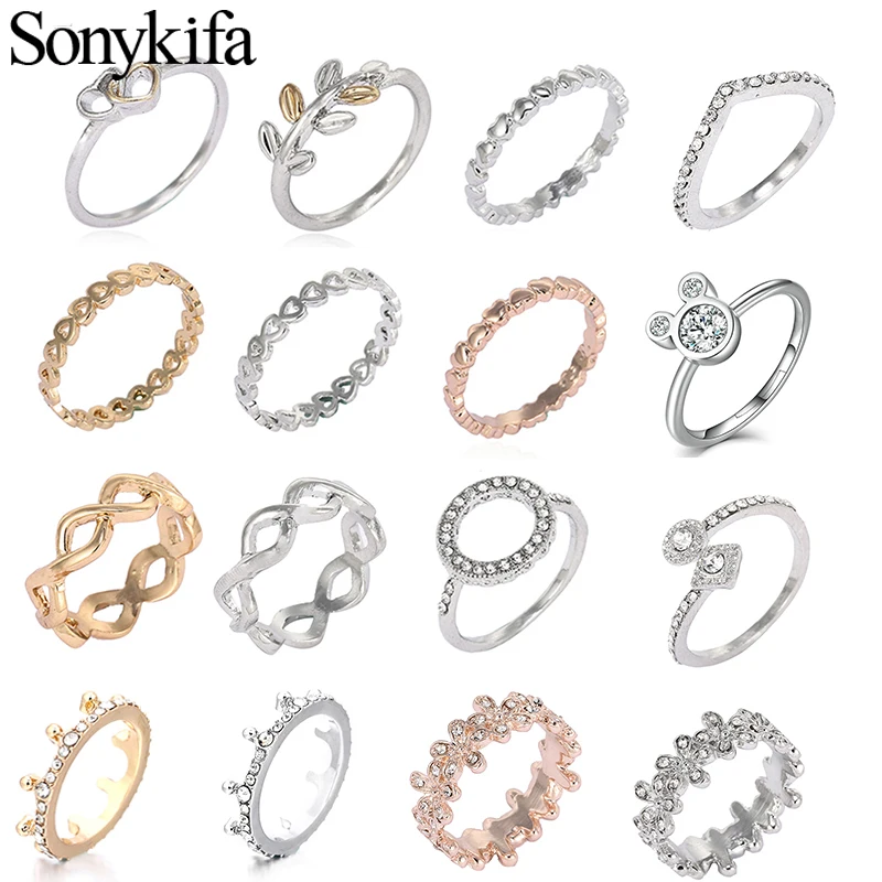 Женские кольца с бантиком Sonykifa серебряное кольцо на палец блестящим цирконием