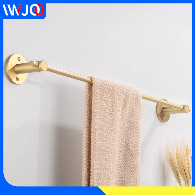 

Towel Bar Brass Single Decorative Towel Rack Hanging Holder Wall Mounted Gold Towel Holder Rack Bathroom Accessories Hardware