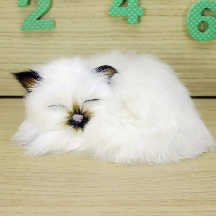 

about 12x12CM white sleeping cat model, polyethylene&furs handicraft Figurines home decoration toy a2726