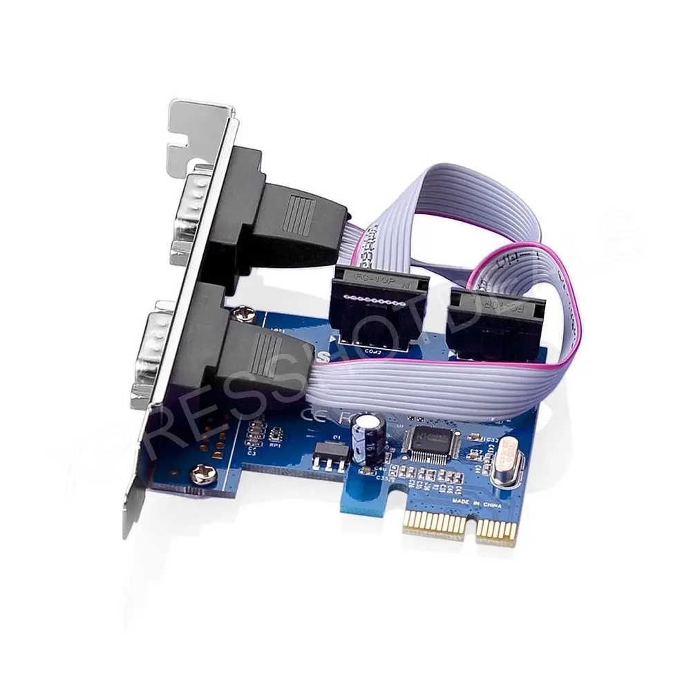 PCI E Экспресс Двойной 2 порта DB9 RS232 последовательный контроллер адаптер