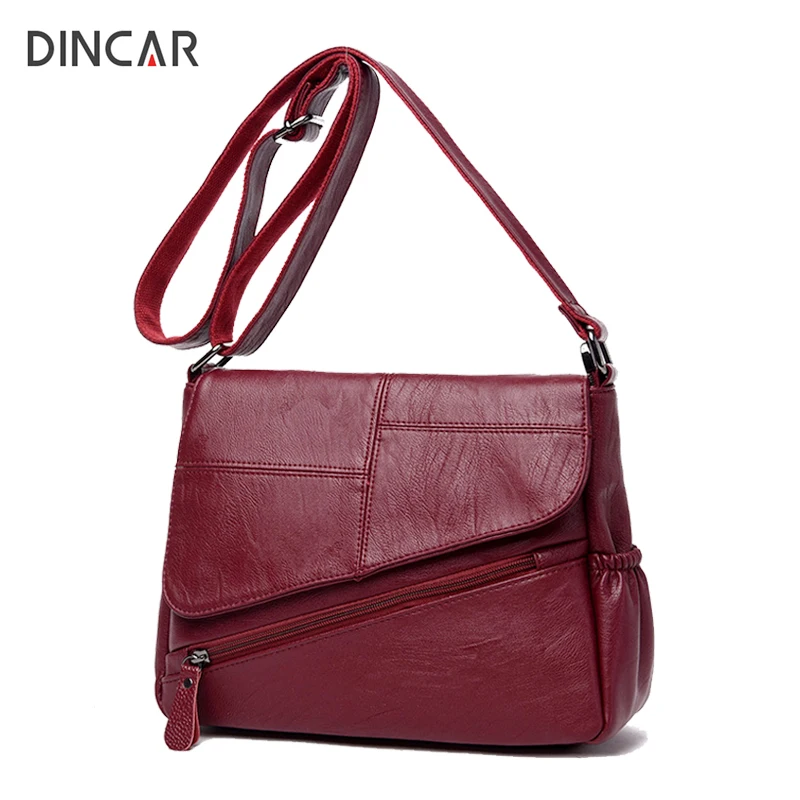 Dincar Роскошные Сумки Для женщин дизайнер лоскутное ПУ lerther Женский плеча Crossbody