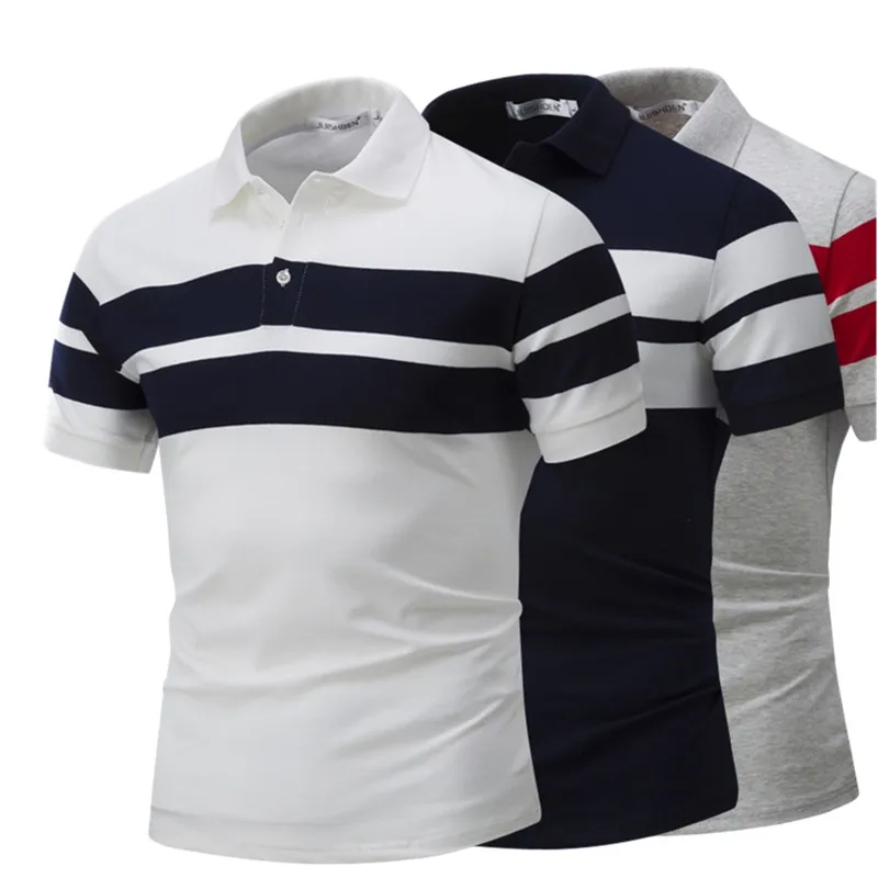 Новинка лета 2017 Высококачественная Мужская модная тонкая рубашка поло в полоску