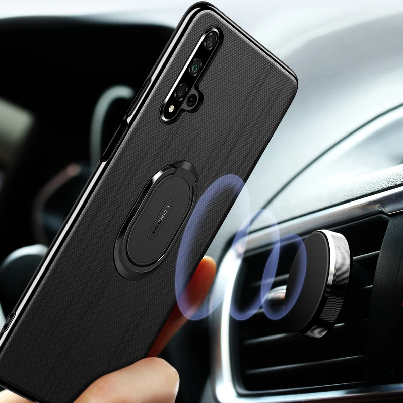 Чехол для Huawei Honor 20 роскошный кожаный чехол с магнитным кольцом и подставкой