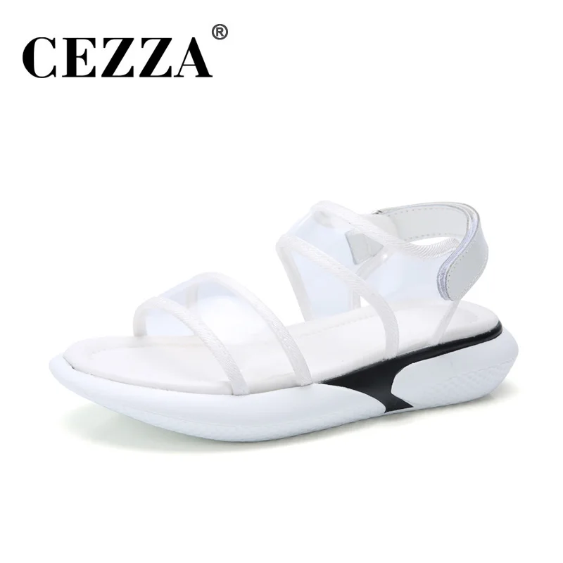 CEZZA sandals women 2018 Summer flat platform Sandals Jelly Shoes beach white wedge wedges shoes for | Обувь