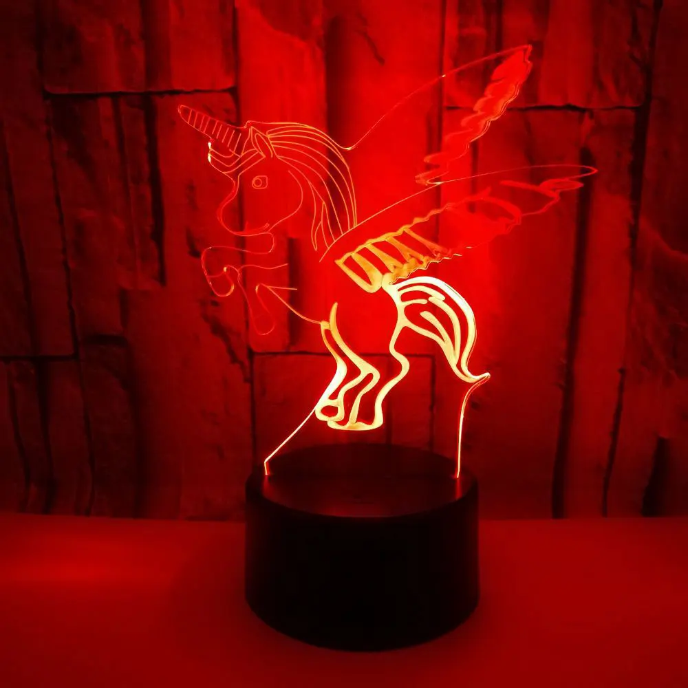 

Unicorn 3D Acrylic Night Light LED 7 Color Changing Baby Bedside Lamp Visual 3d Table Lamp for Bedroom Home Decor Child Gifts