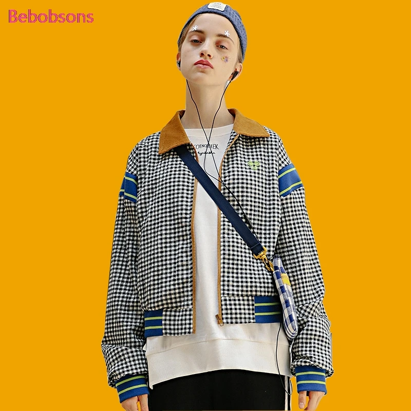 Новинка 2017 года осень повседневное для женщин короткие куртки плед печатных