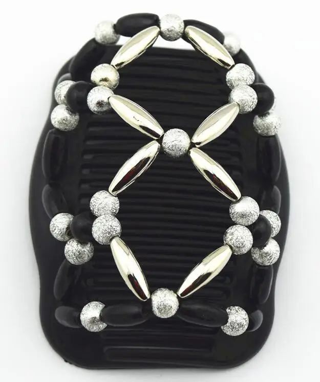 Фото 60 шт./лот Расческа с черными и серебряными жемчужными бусинами для женщин модные
