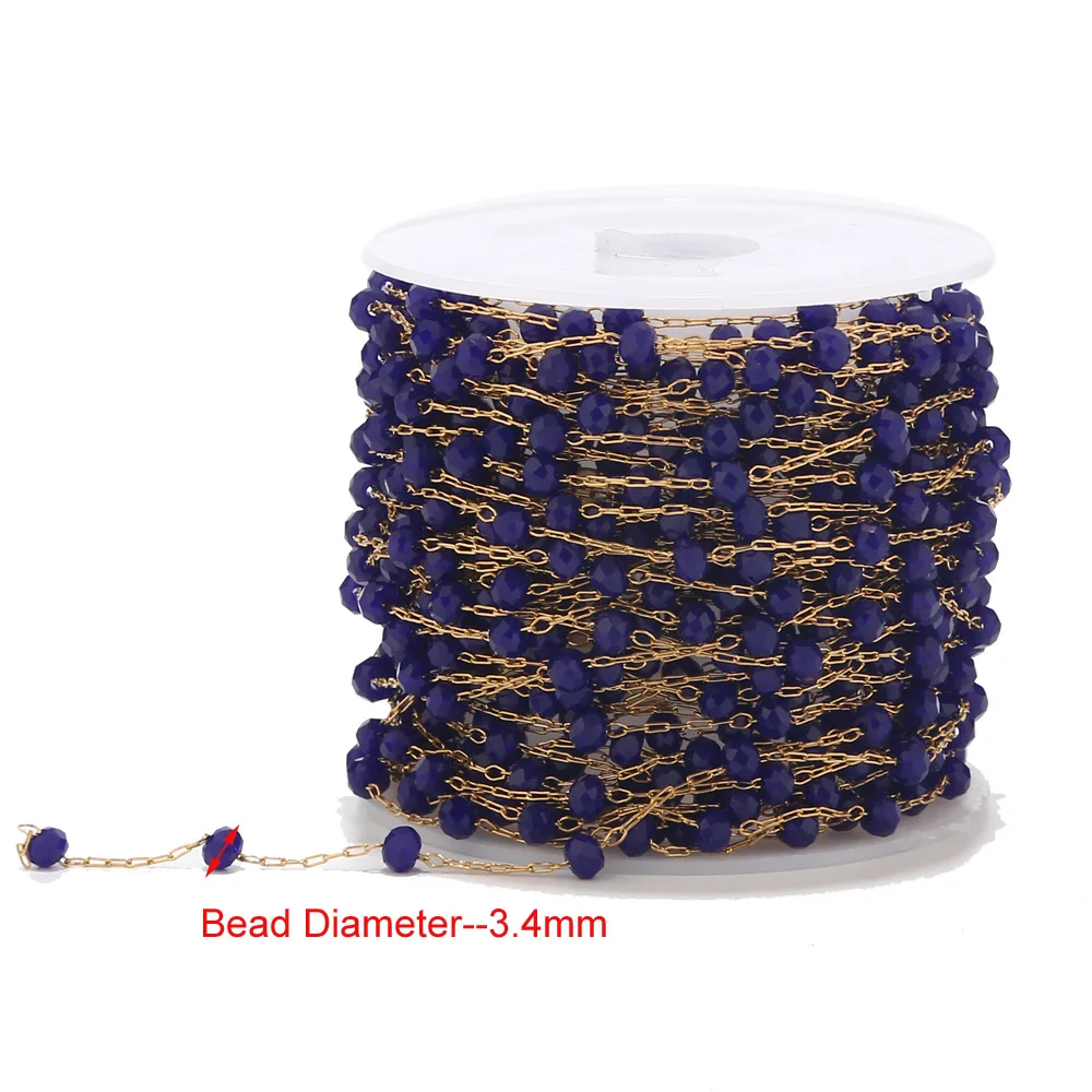 Newest 3.4MM mixed color Stainless Steel glass Bead Chain DIY jewelry finding | Украшения и аксессуары